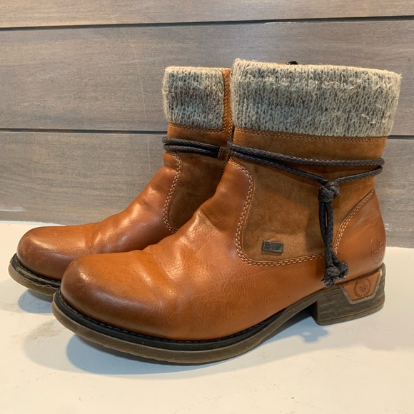 Rieker Shoes - Rieker Fee 88 Womens Ankle Boot Brown Size 8.5 Leather Western Casual Preppy